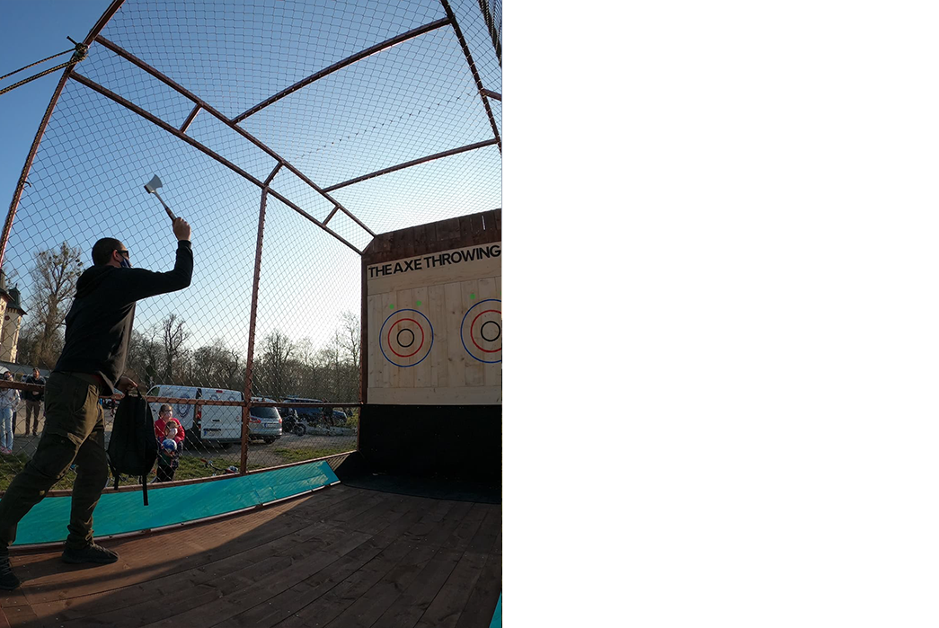 The Axe Throwing mobile axe throwing unit
